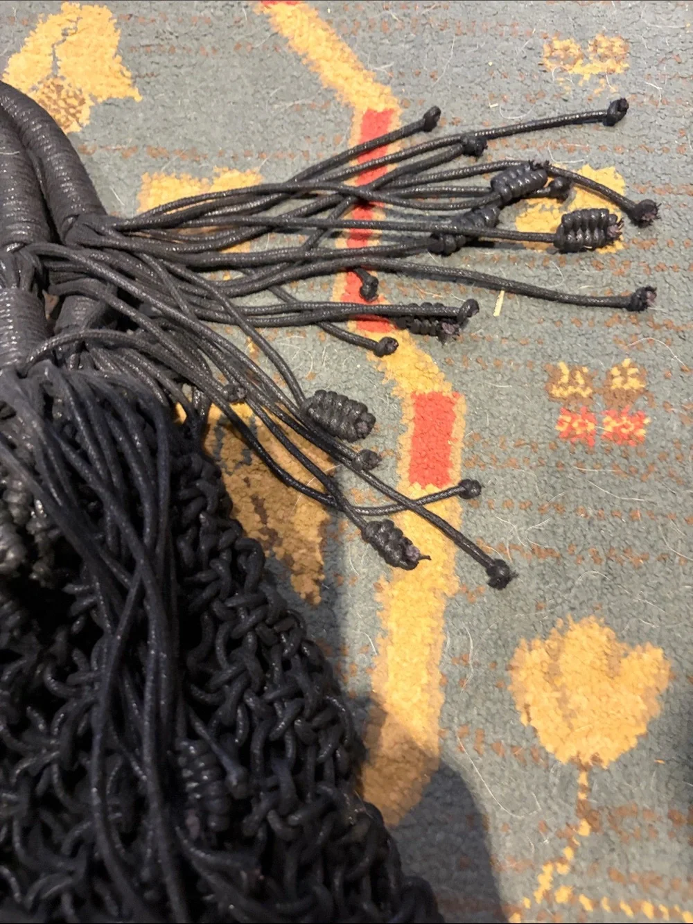 Black Macramé Tote Bag with Braided Handles